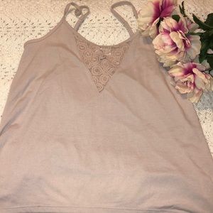 Mauve top with lace front, Size M